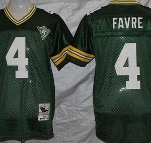 Green Bay Packers #4 Brett Favre Green with 75th Anniversary Throwback Jersey