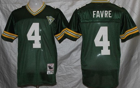 Green Bay Packers #4 Brett Favre Green with 75th Anniversary Throwback Jersey