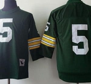 Green Bay Packers #5 Paul Hornung Green Long Sleeve Throwback Jersey