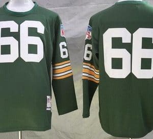 Green Bay Packers #66 Ray Nitschke Green Long Sleeve Throwback Jersey