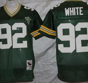 Green Bay Packers #92 Reggie White Green with 75th Anniversary Throwback Jersey