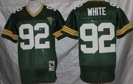Green Bay Packers #92 Reggie White Green with 75th Anniversary Throwback Jersey