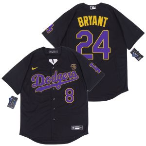 Los Angeles Dodgers #8#24 Kobe Bryant Black Purple 2020 Cool Base Jersey