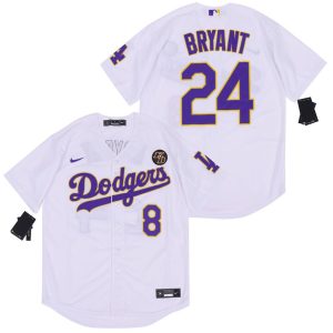 Los Angeles Dodgers #8#24 Kobe Bryant White Purple 2020 Cool Base Jersey