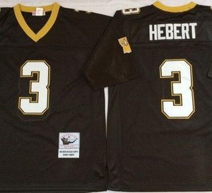 New Orleans Saints #3 Bobby Hebert Black Throwback Jersey