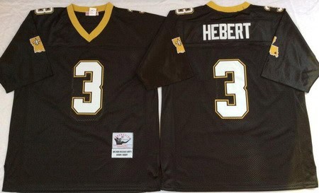 New Orleans Saints #3 Bobby Hebert Black Throwback Jersey