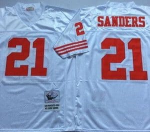 San Francisco 49ers #21 Deion Sanders White Throwback Jersey