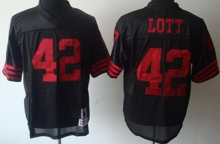 San Francisco 49ers #42 Ronnie Lott Black Throwback Jersey