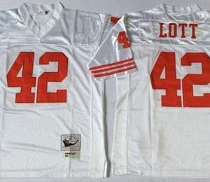 San Francisco 49ers #42 Ronnie Lott White Throwback Jersey