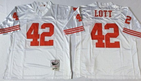 San Francisco 49ers #42 Ronnie Lott White Throwback Jersey