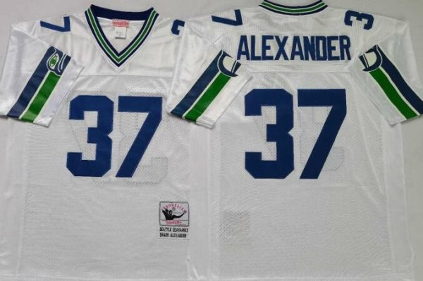 Seattle Seahawks #37 Shaun Alexander White Throwback Jersey